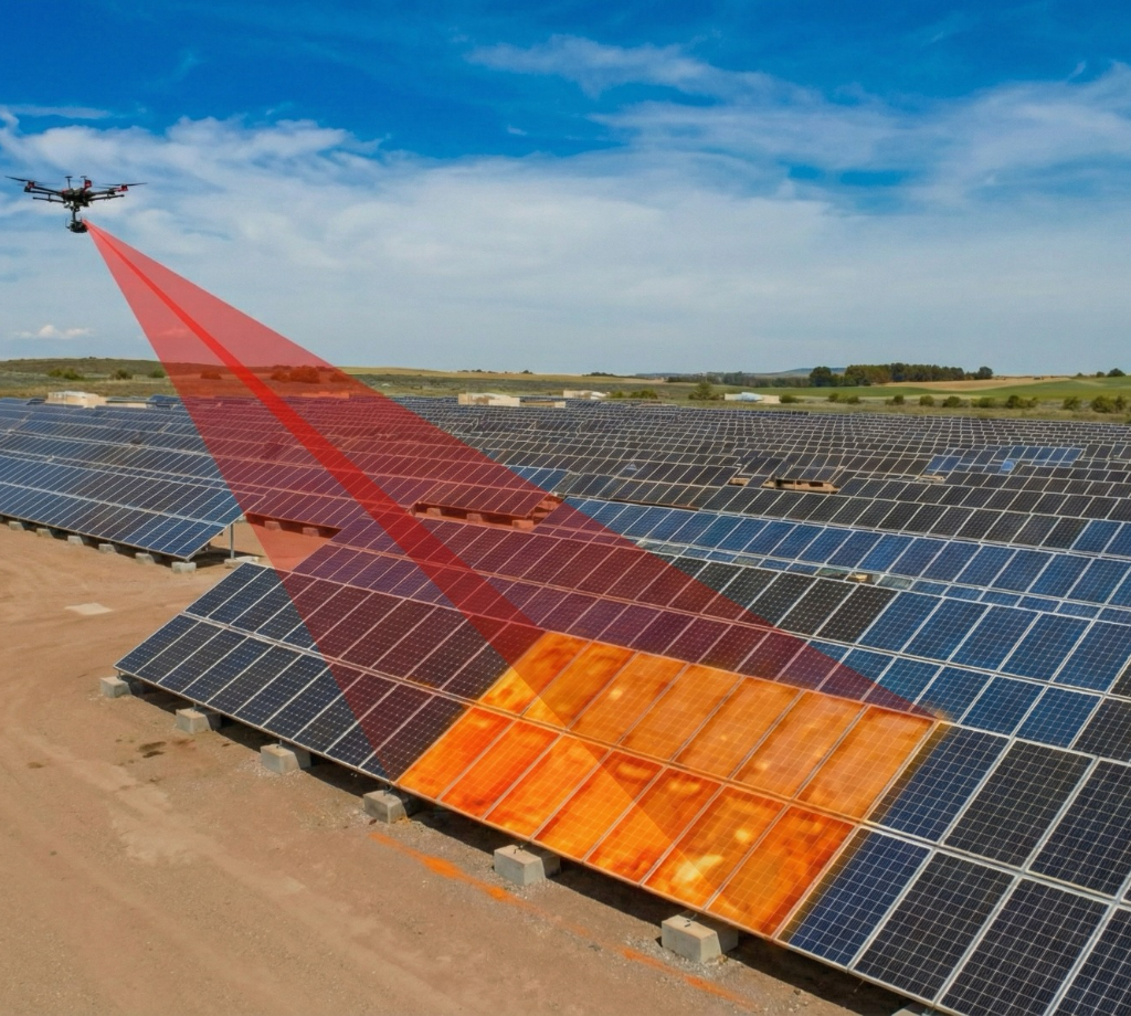 Inspección preliminar de paneles solares con dron